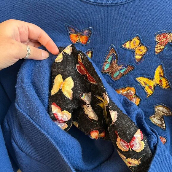 Vintage Jerzees Made In USA Cotton/Polyester Sweater Sweatshirt Blue Butterfly - Picture 8 of 8